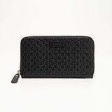 GUCCI(グッチ)長財布 マイクロGG グッチシマ ラウンドファスナー<ブラック>