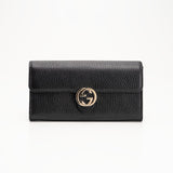 GUCCI(グッチ) 長財布 インターロッキングGG<ブラック>