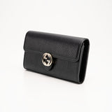 GUCCI(グッチ) 長財布 インターロッキングGG<ブラック>