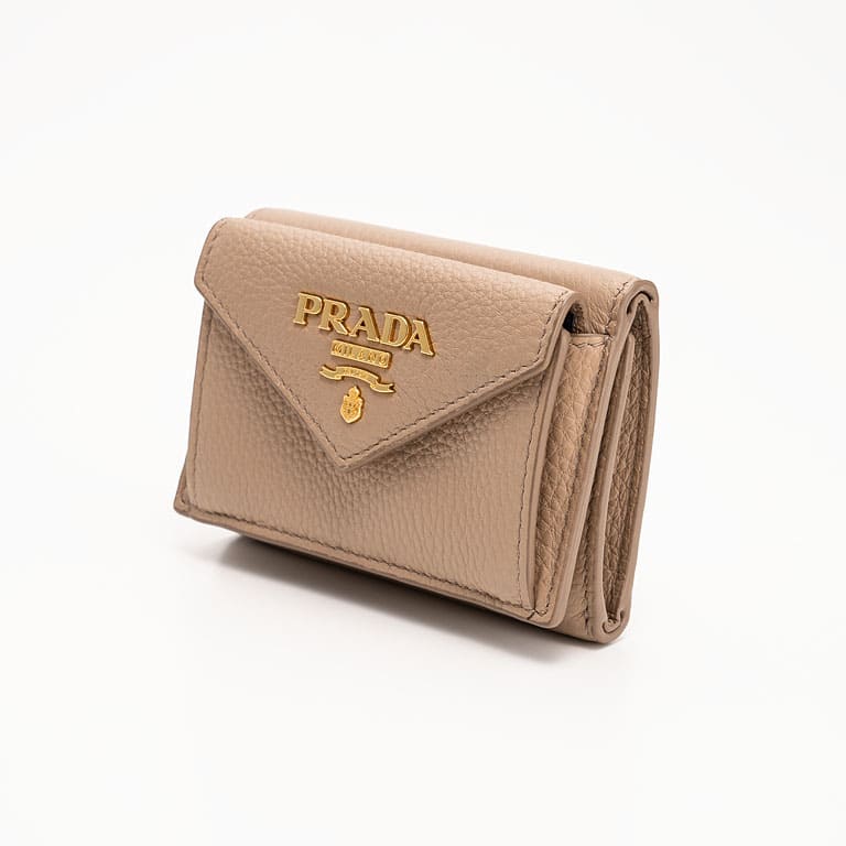 PRADA 三つ折り財布 ヴィッテロダイノ レザー ブラック小銭入れ×1内側