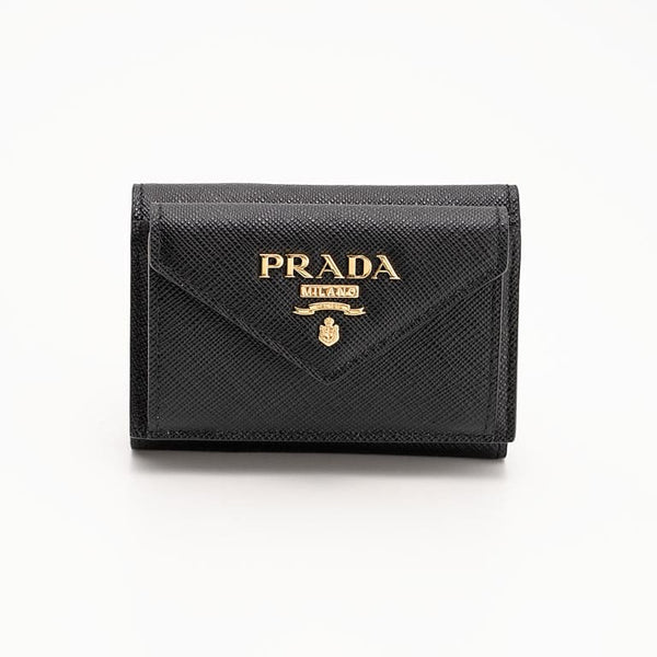 PRADA Triangle Saffiano Leather Wallet 1MH021 &lt;Black&gt;