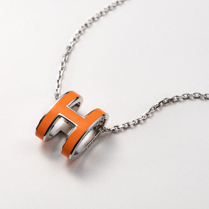 【キュート】HERMES Mini Pop H オレンジ ペンダント ネックレス HERMES（エルメス） Mini Pop H ペンダントネックレス ＜オレンジ＞