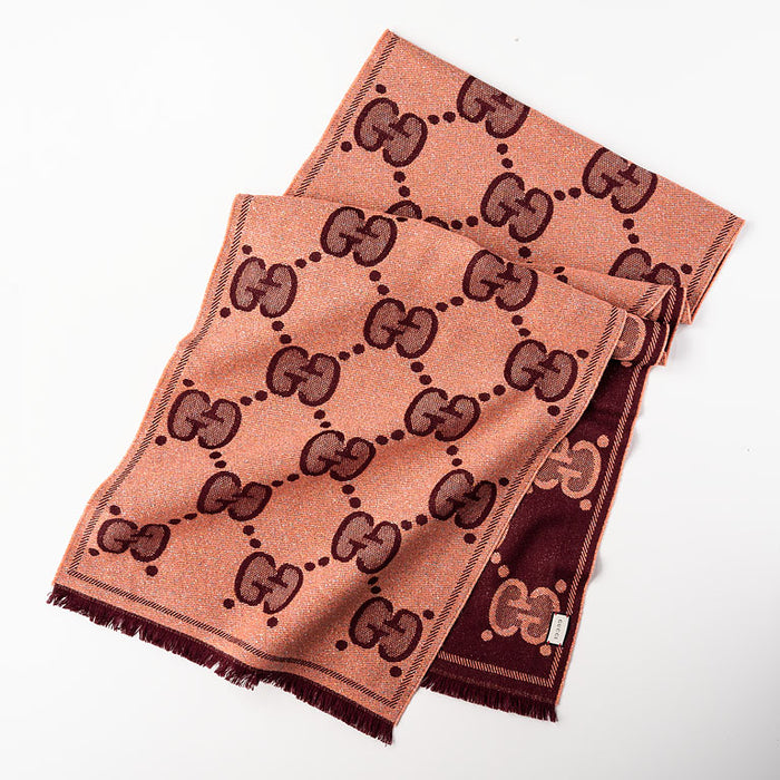 GUCCI マフラー GGウール ジャガード ピンクボルドー GUCCI マフラー GGウール ジャガード ピンクボルドー GUCCI
