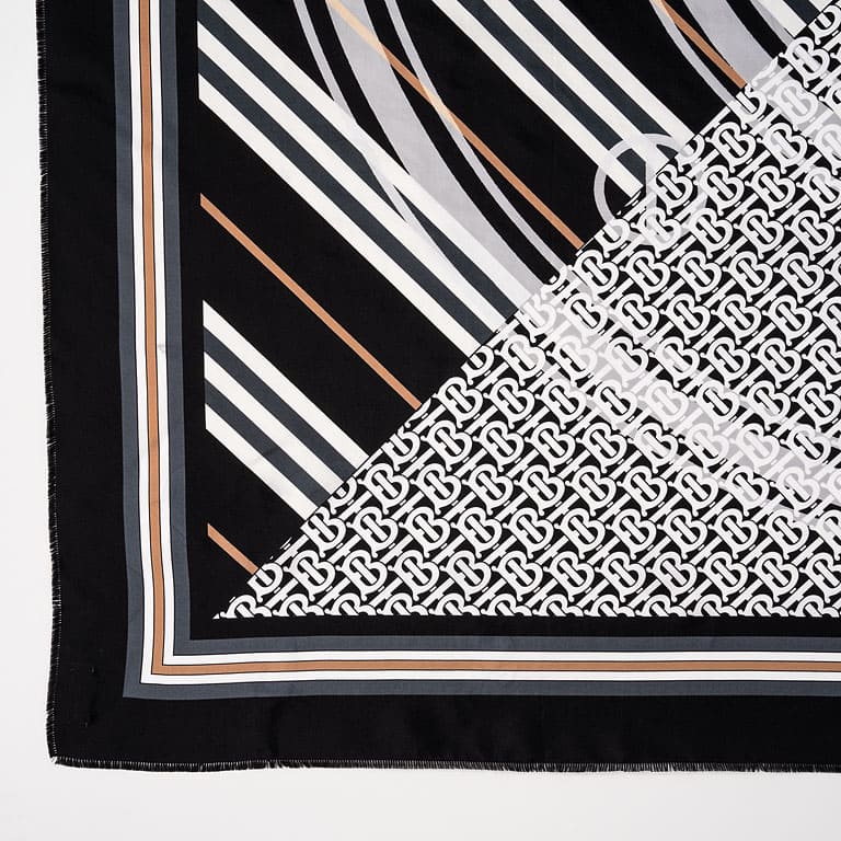 BURBERRY Montage Print Silk Square Scarf 80496021 &lt;Monochrome&gt;