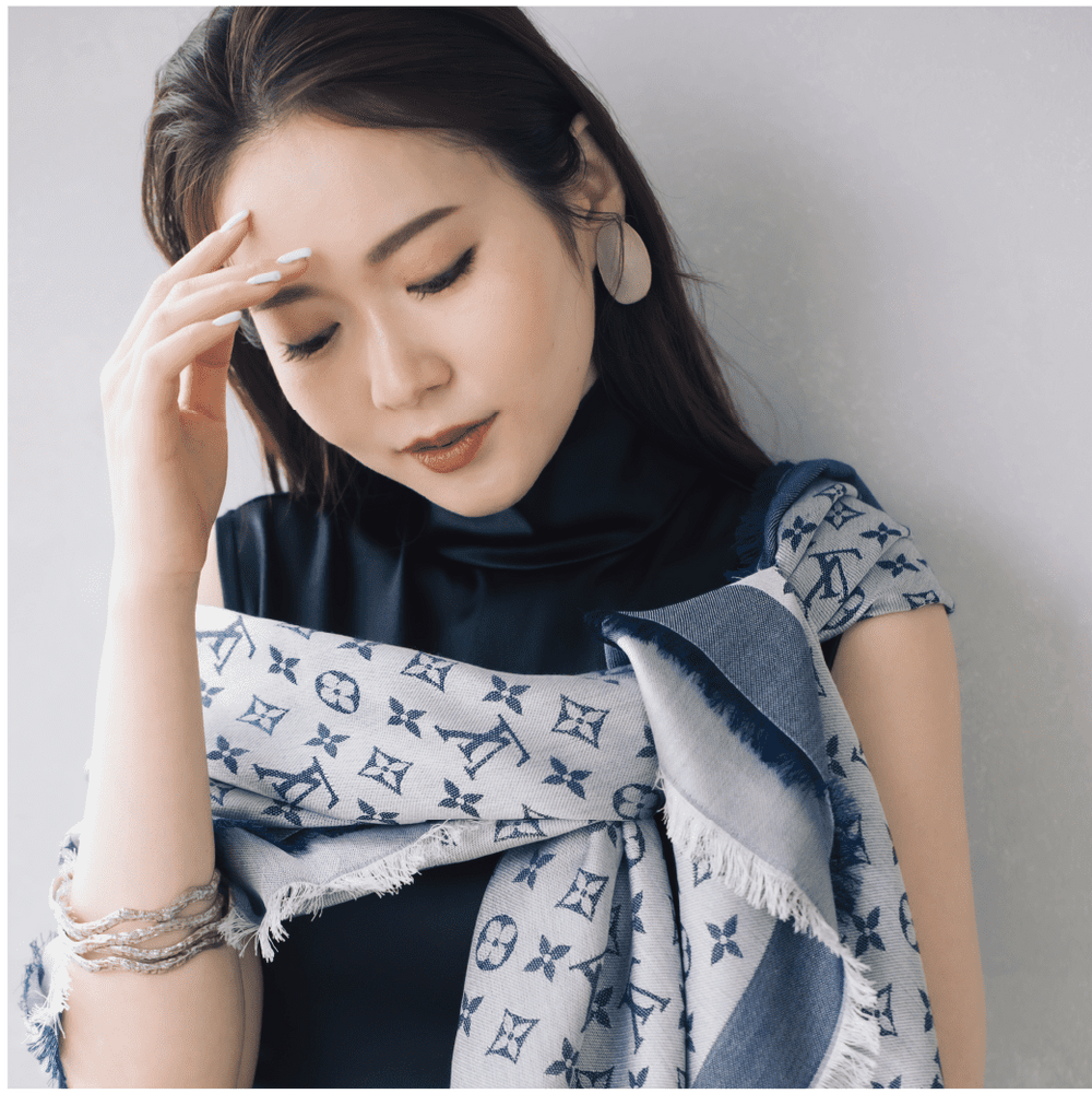 新品ルイヴィトンショールモノグラムブルー LUIS VUITTON ショールモノグラムデニム<デニムブルー>